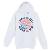 Tim Walz Tampon 2024 Presidential Race Vote Blue Madam President Kamala Premium Pullover Hoodie