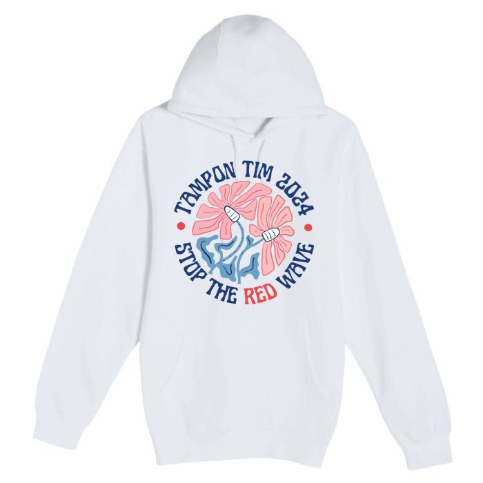 Tim Walz Tampon 2024 Presidential Race Vote Blue Madam President Kamala Premium Pullover Hoodie