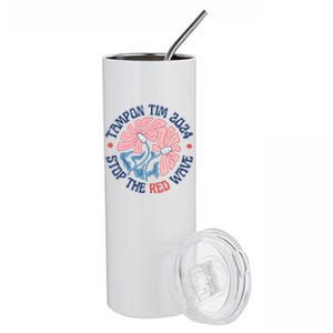 Tim Walz Tampon 2024 Presidential Race Vote Blue Madam President Kamala Stainless Steel Tumbler