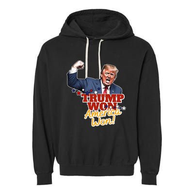 Trump Won Trump Won Again 2024 Election President 47th Usa Garment-Dyed Fleece Hoodie