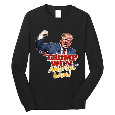 Trump Won Trump Won Again 2024 Election President 47th Usa Long Sleeve Shirt