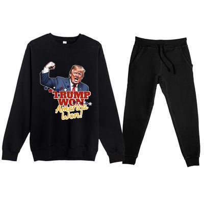 Trump Won Trump Won Again 2024 Election President 47th Usa Premium Crewneck Sweatsuit Set