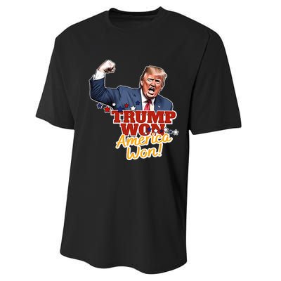 Trump Won Trump Won Again 2024 Election President 47th Usa Performance Sprint T-Shirt