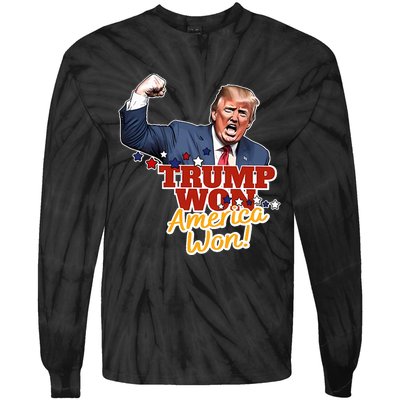 Trump Won Trump Won Again 2024 Election President 47th Usa Tie-Dye Long Sleeve Shirt