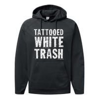 Tattooed White Trash Funny Ironic Distressed Tattoo Artist Performance Fleece Hoodie