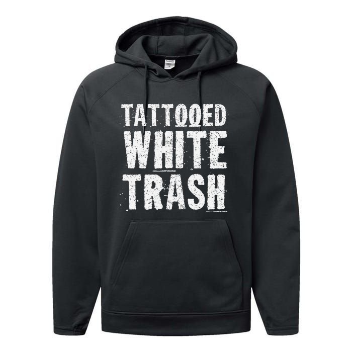 Tattooed White Trash Funny Ironic Distressed Tattoo Artist Performance Fleece Hoodie