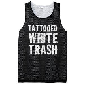 Tattooed White Trash Funny Ironic Distressed Tattoo Artist Mesh Reversible Basketball Jersey Tank