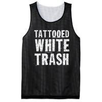 Tattooed White Trash Funny Ironic Distressed Tattoo Artist Mesh Reversible Basketball Jersey Tank