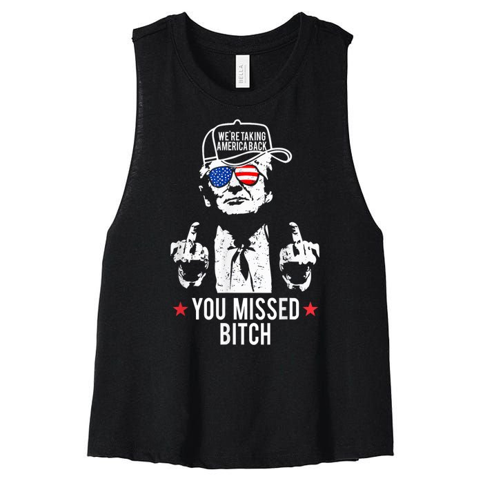 Trump Were Taking America Back You Missed Bitch Women's Racerback Cropped Tank