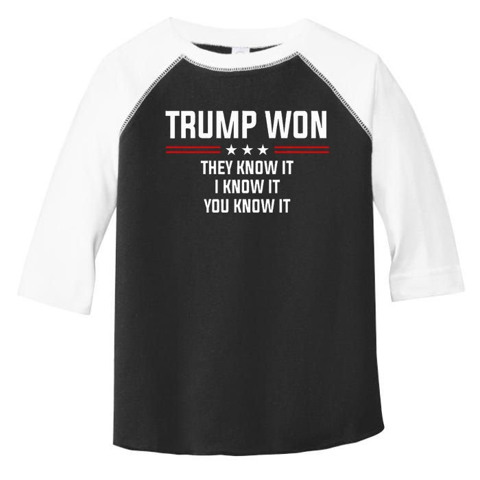 Trump Won They Know It I Know It You Know It Toddler Fine Jersey T-Shirt