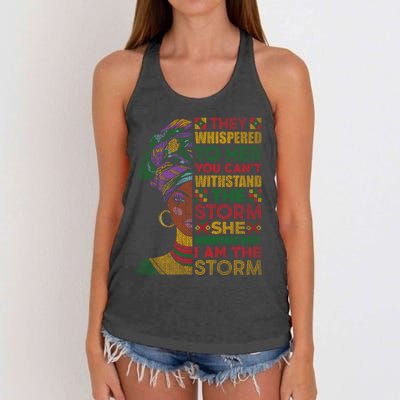 They Whispered To Her You Cannot Withstand The Storm Gift Women's Knotted Racerback Tank
