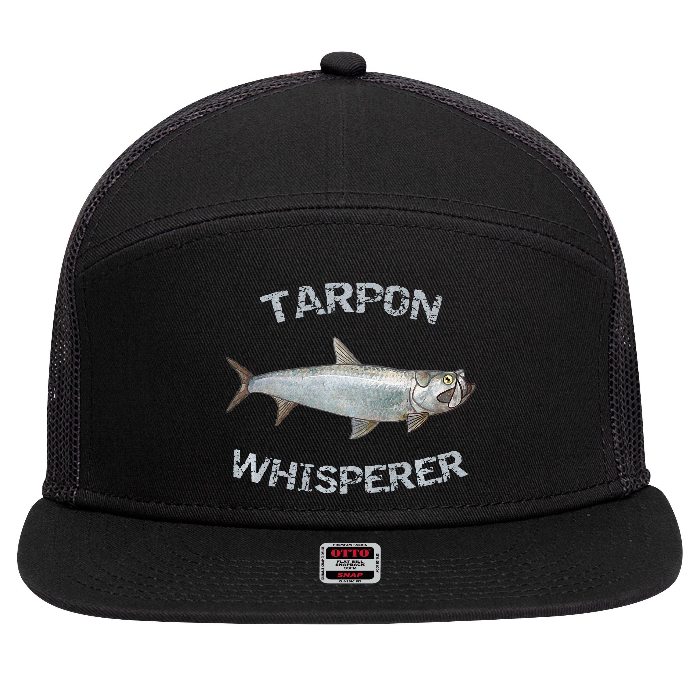 Tarpon Whisperer Tarpon Fishing Tarpon Premium 7 Panel Mesh Trucker Snapback Hat