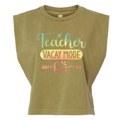 Teacher Weekend Tie Dye Teacher Vacay Mode On Gift Garment-Dyed Women's Muscle Tee