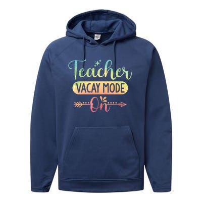 Teacher Weekend Tie Dye Teacher Vacay Mode On Gift Performance Fleece Hoodie