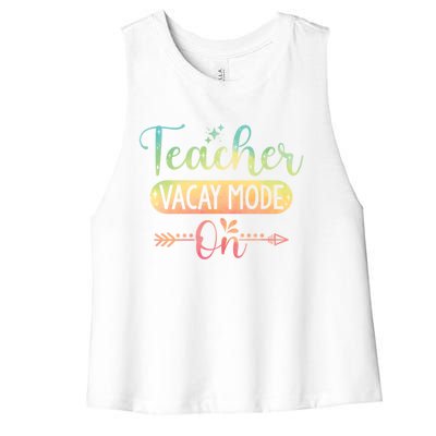 Teacher Weekend Tie Dye Teacher Vacay Mode On Gift Women's Racerback Cropped Tank