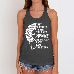 They Whispered To Her You Cannot Withstand The Storm Black History Month African Women's Knotted Racerback Tank