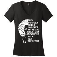 They Whispered To Her You Cannot Withstand The Storm Black History Month African Women's V-Neck T-Shirt