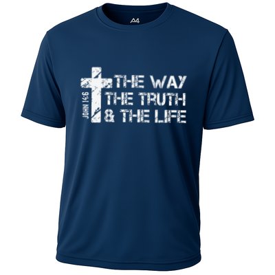 The Way Truth Life John 14 6 Bible Verse Christian Faith Performance Shirt