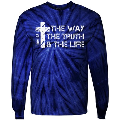 The Way Truth Life John 14 6 Bible Verse Christian Faith Tie-Dye Long Sleeve Shirt