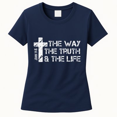 The Way Truth Life John 14 6 Bible Verse Christian Faith Womens T-Shirt