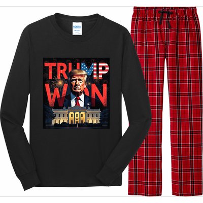 Trump Won Trump Wins 2024 Presidential Election 2024 Us Presidency Long Sleeve Pajama Set