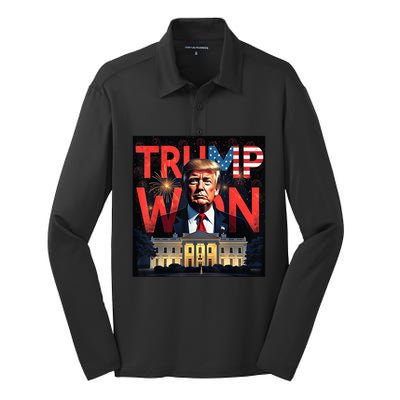 Trump Won Trump Wins 2024 Presidential Election 2024 Us Presidency Silk Touch Performance Long Sleeve Polo