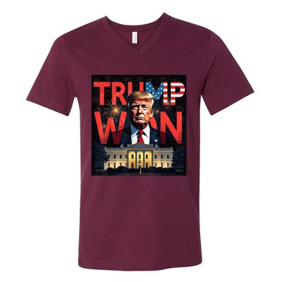 Trump Won Trump Wins 2024 Presidential Election 2024 Us Presidency V-Neck T-Shirt