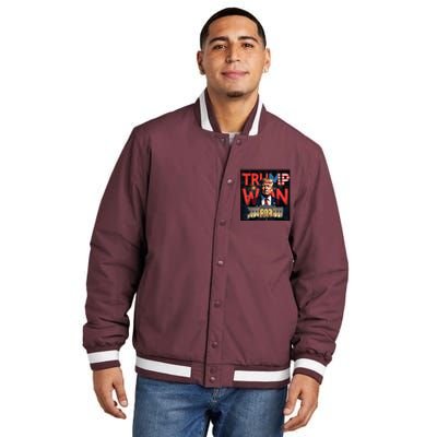 Trump Won Trump Wins 2024 Presidential Election 2024 Us Presidency Insulated Varsity Jacket