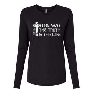 The Way Truth Life John 14 6 Bible Verse Christian Faith Womens Cotton Relaxed Long Sleeve T-Shirt