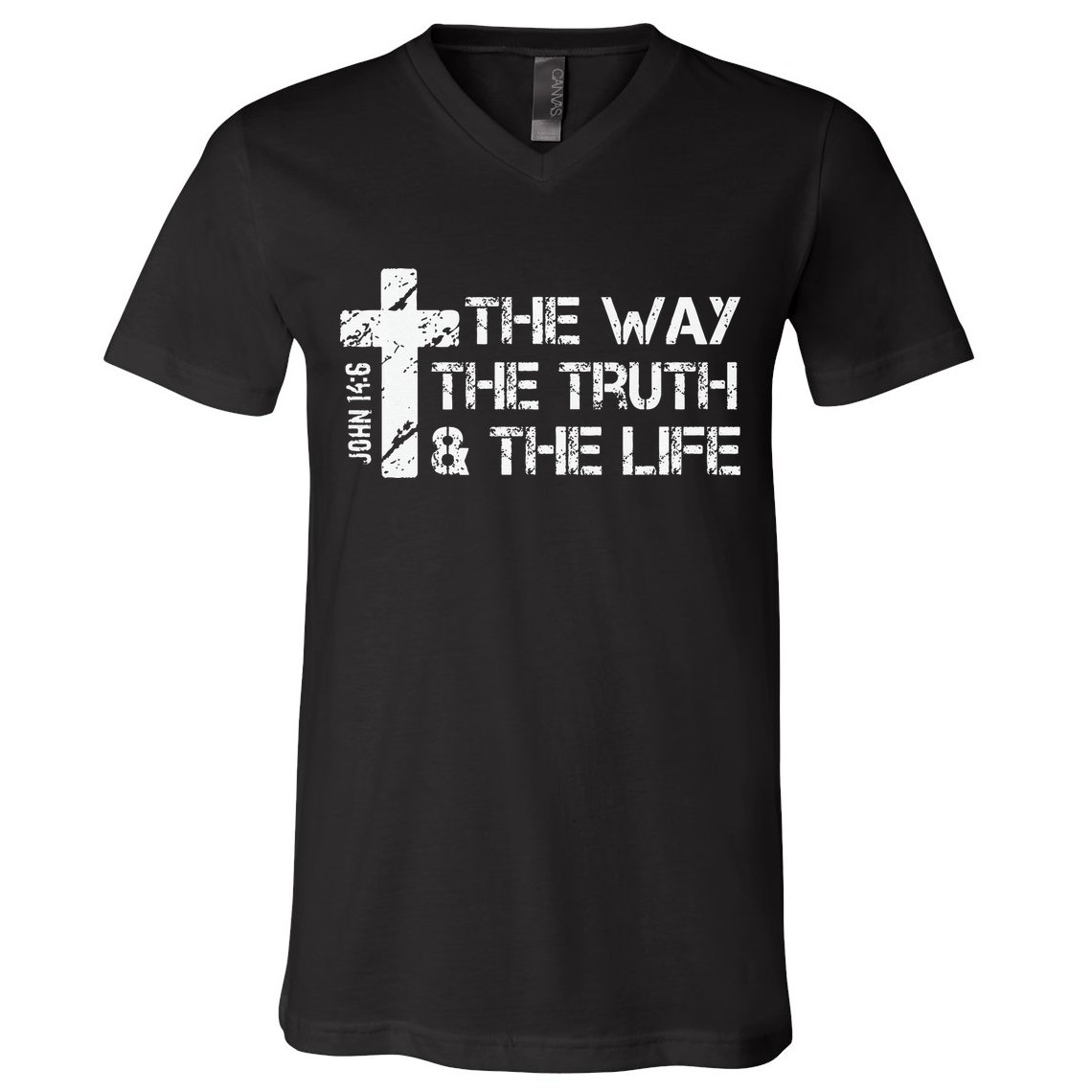 The Way Truth Life John 14 6 Bible Verse Christian Faith V-Neck T-Shirt