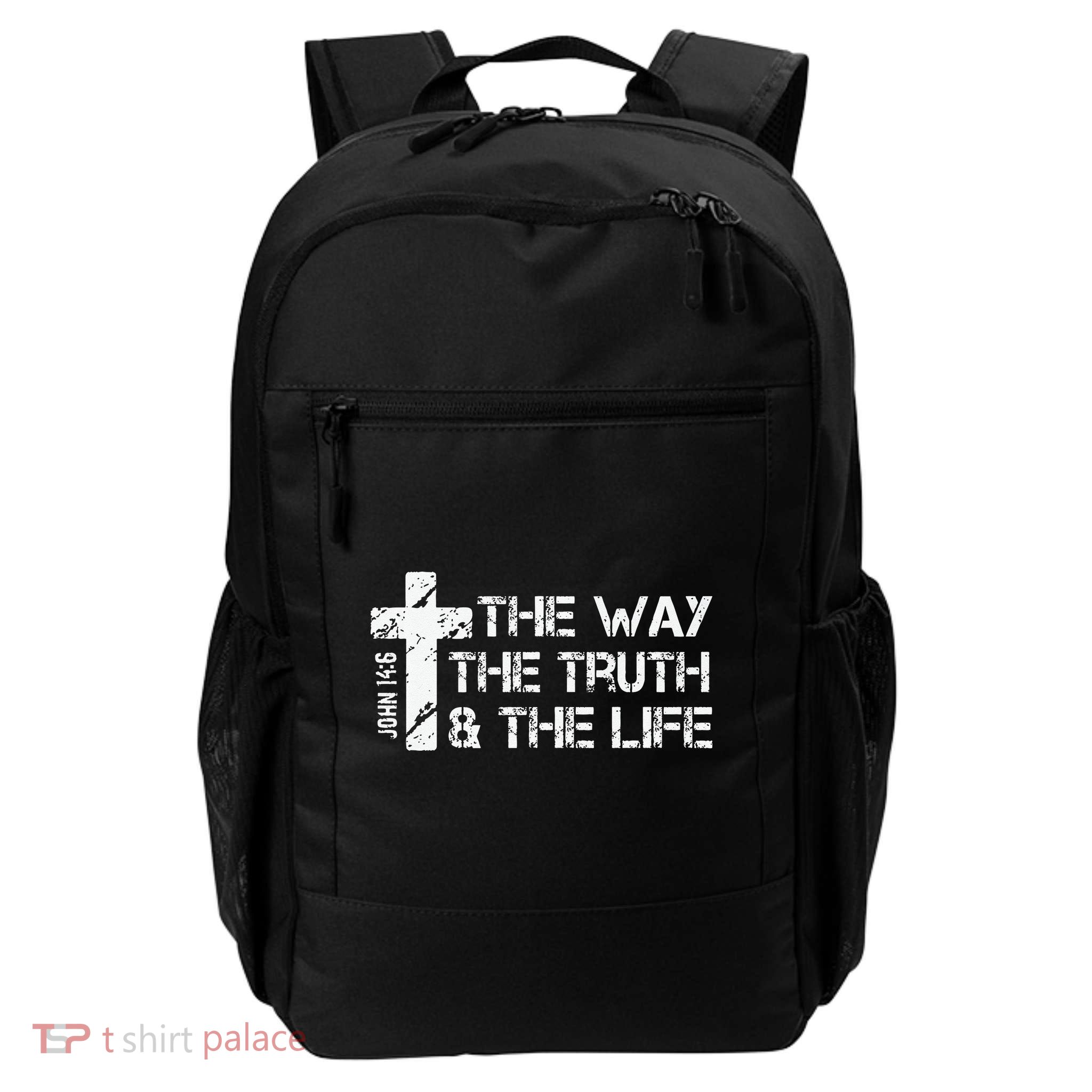The Way Truth Life John 14 6 Bible Verse Christian Faith Backpack