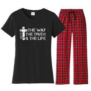 The Way Truth Life John 14 6 Bible Verse Christian Faith Women's Flannel Pajama Set