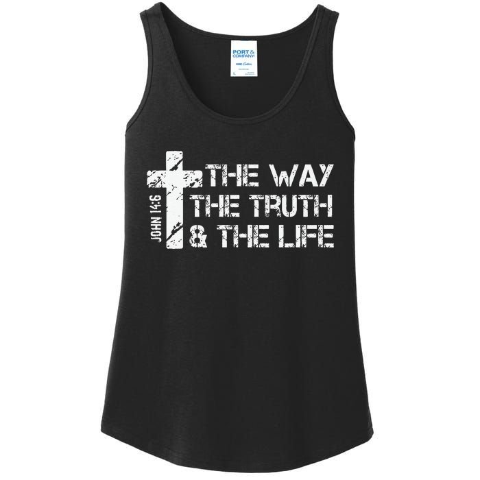 The Way Truth Life John 14 6 Bible Verse Christian Faith Ladies Essential Tank