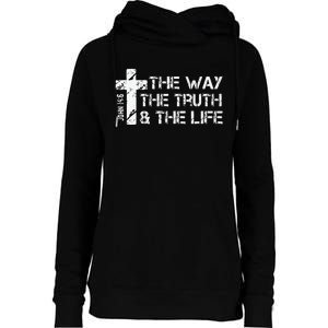 The Way Truth Life John 14 6 Bible Verse Christian Faith Womens Funnel Neck Pullover Hood