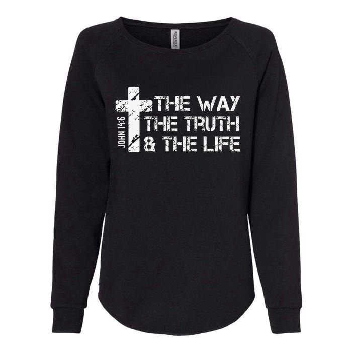 The Way Truth Life John 14 6 Bible Verse Christian Faith Womens California Wash Sweatshirt