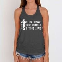 The Way Truth Life John 14 6 Bible Verse Christian Faith Women's Knotted Racerback Tank