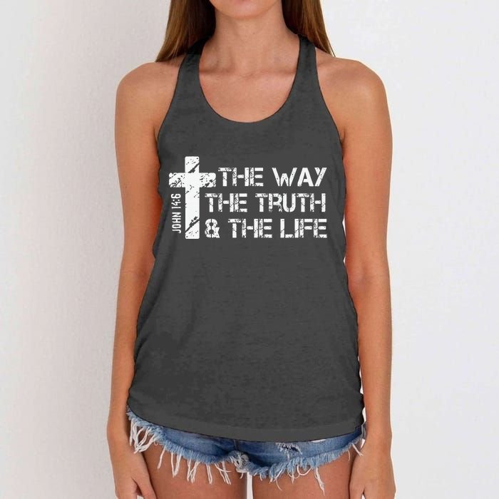 The Way Truth Life John 14 6 Bible Verse Christian Faith Women's Knotted Racerback Tank