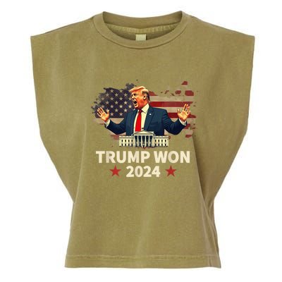 Trump Won Trump Wins 2024 Presidential Election 2024 Us Presidency Garment-Dyed Women's Muscle Tee