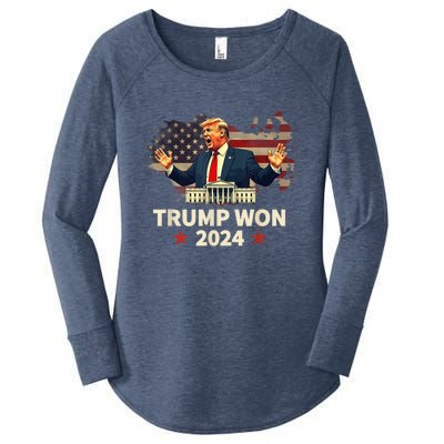 Trump Won Trump Wins 2024 Presidential Election 2024 Us Presidency Women's Perfect Tri Tunic Long Sleeve Shirt