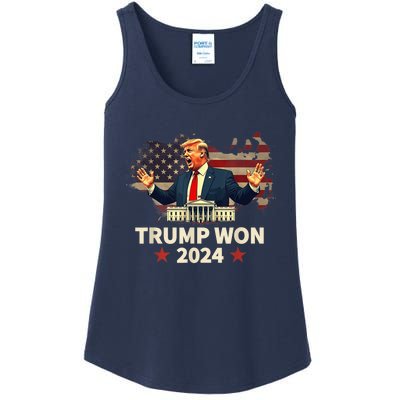 Trump Won Trump Wins 2024 Presidential Election 2024 Us Presidency Ladies Essential Tank