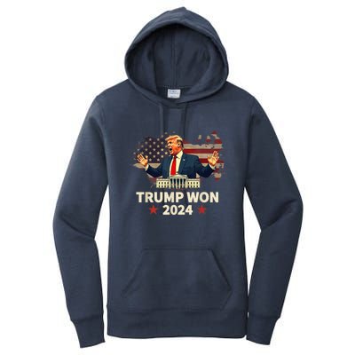 Trump Won Trump Wins 2024 Presidential Election 2024 Us Presidency Women's Pullover Hoodie