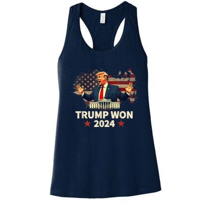 Trump Won Trump Wins 2024 Presidential Election 2024 Us Presidency Women's Racerback Tank