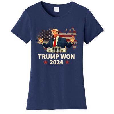 Trump Won Trump Wins 2024 Presidential Election 2024 Us Presidency Women's T-Shirt