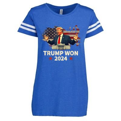 Trump Won Trump Wins 2024 Presidential Election 2024 Us Presidency Enza Ladies Jersey Football T-Shirt