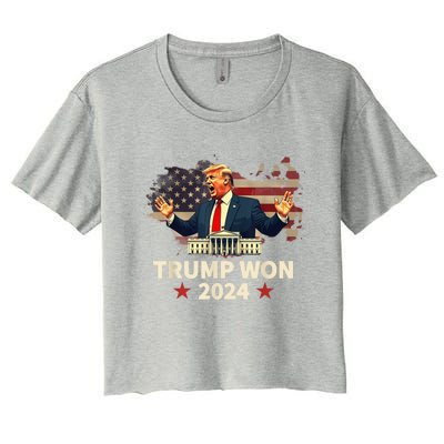 Trump Won Trump Wins 2024 Presidential Election 2024 Us Presidency Women's Crop Top Tee