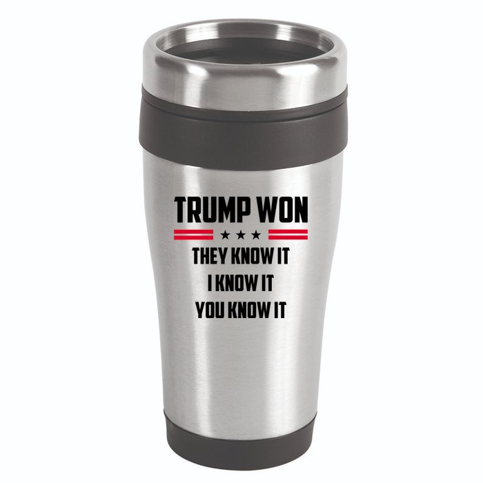 Trump Won They Know It I Know It You Know It 16oz Travel Tumbler