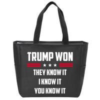 Trump Won They Know It I Know It You Know It Zip Tote Bag