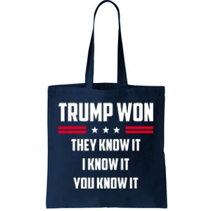 Trump Won They Know It I Know It You Know It Tote Bag