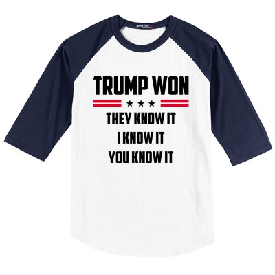 Trump Won They Know It I Know It You Know It Baseball Sleeve Shirt