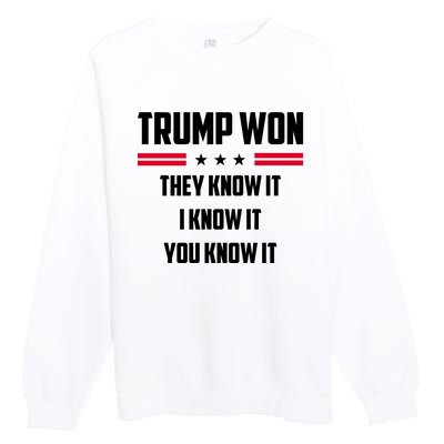 Trump Won They Know It I Know It You Know It Premium Crewneck Sweatshirt